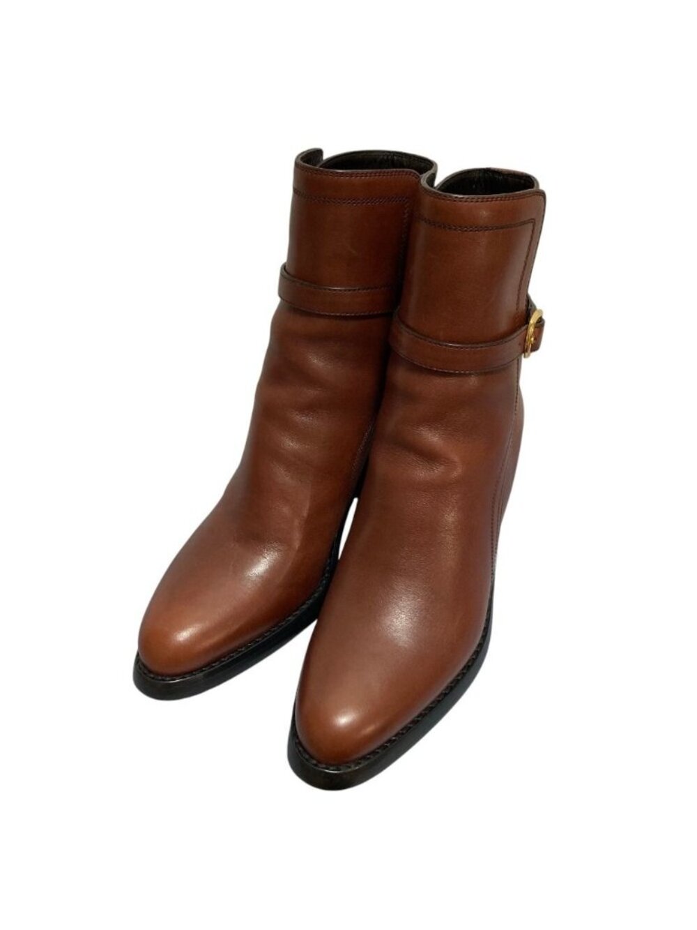 Celine Ankle Strap Leather Jopper Short Boots Brown Autumn Winter